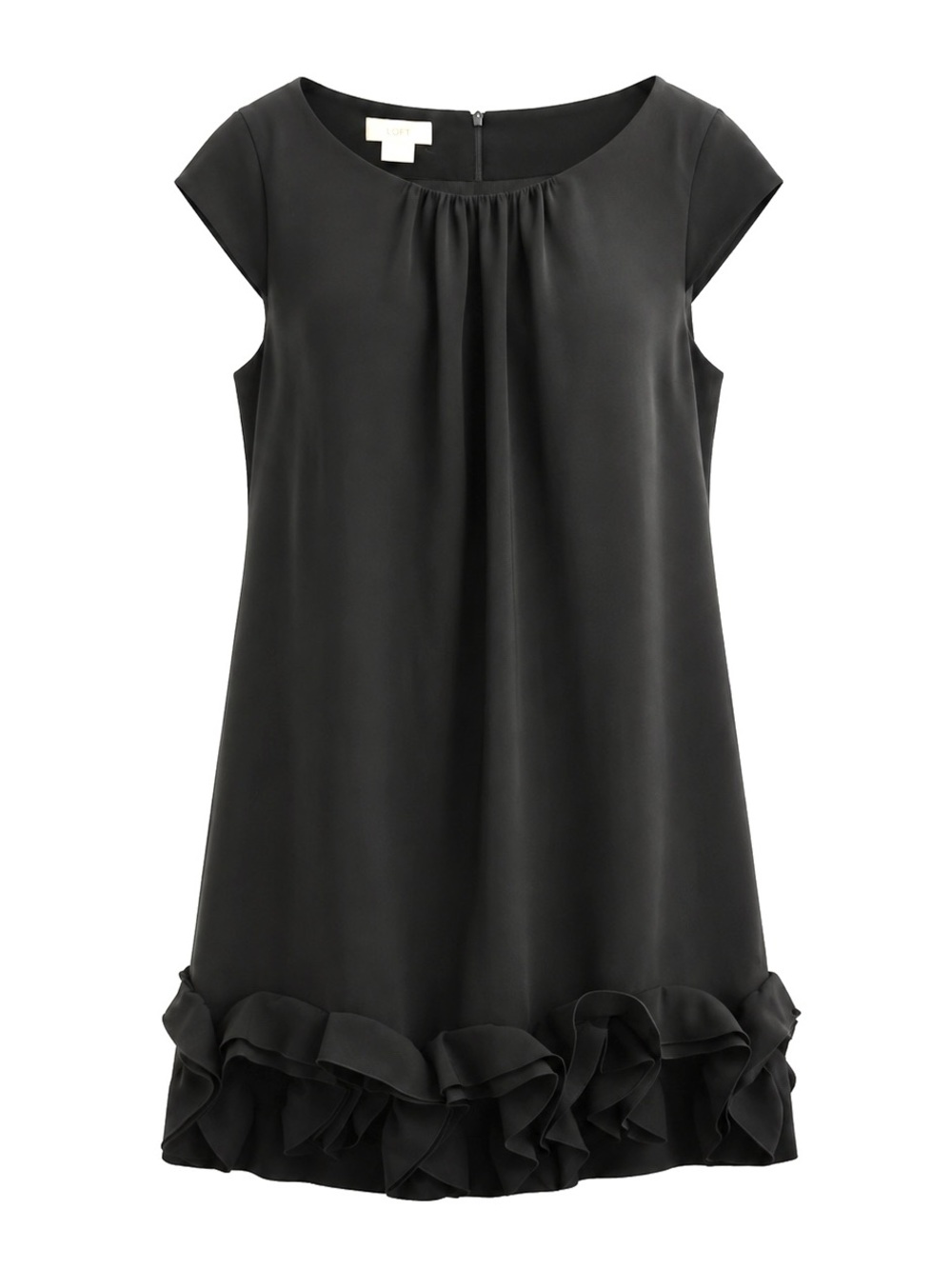 Laurèl German Luxury Brand Ruffle-Hem Cap Sleeve Mini Dress in Black